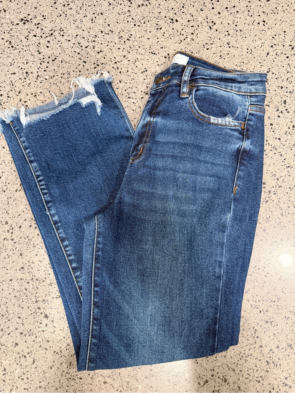 Vervet Women’s High-Rise Distressed Hem Blue Jeans